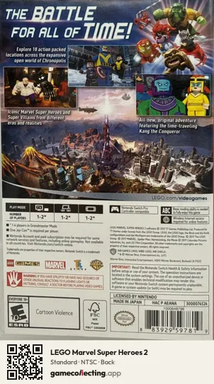 LEGO Marvel Super Heroes 2 Nintendo Switch, NTSC box back