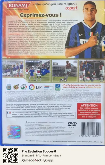 Pro Evolution Soccer 6 PlayStation 2, France box back