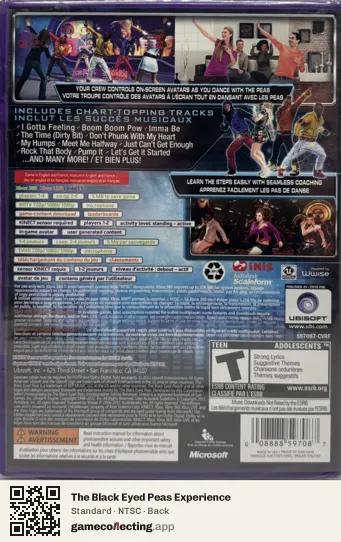 The Black Eyed Peas Experience Xbox 360, NTSC box back