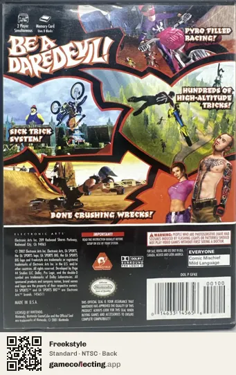 Freekstyle Nintendo GameCube, NTSC box back