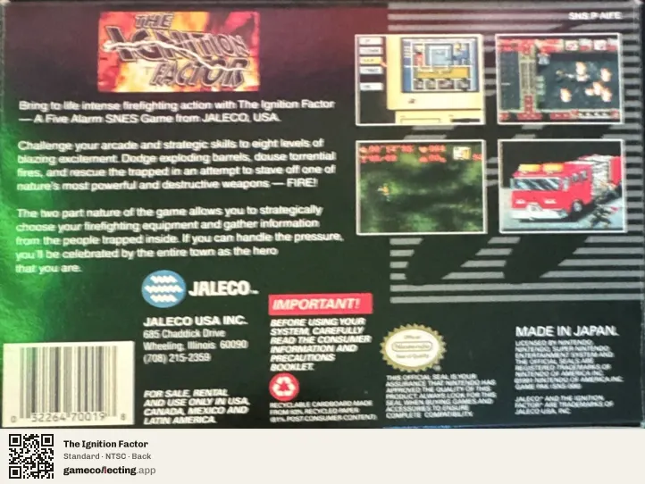 The Ignition Factor Super Nintendo Entertainment System, NTSC box back