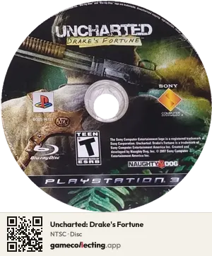 Uncharted: Drake's Fortune PlayStation 3, NTSC disc
