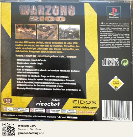 Warzone 2100 PlayStation, PAL box back