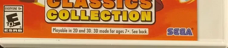 Sega 3D Classics Collection, the ESRB box on its front