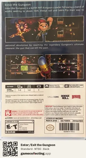 Enter/Exit the Gungeon Nintendo Switch, NTSC box back
