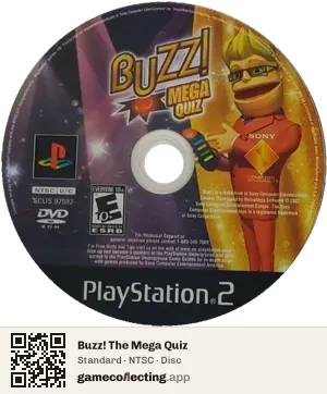 Buzz! The Mega Quiz PlayStation 2, NTSC disc