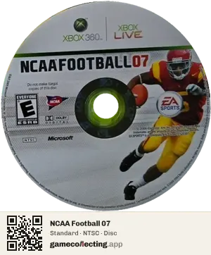 NCAA Football 07 Xbox 360, NTSC disc