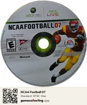 NCAA Football 07 Xbox 360, NTSC disc