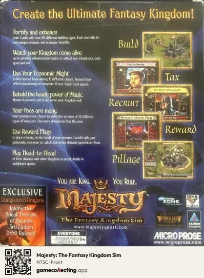 Majesty: The Fantasy Kingdom Sim Computer, NTSC box front