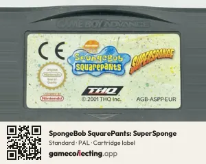 SpongeBob SquarePants: SuperSponge Game Boy Advance, PAL cartridge label