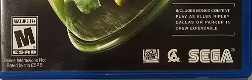 Alien: Isolation, the ESRB box on its front