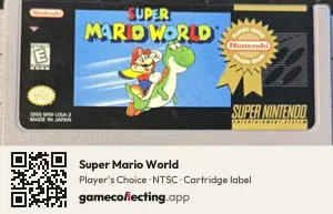 Super Mario World Super Nintendo Entertainment System, NTSC cartridge label