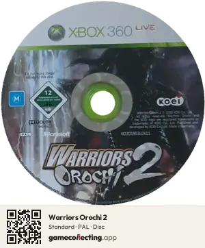 Warriors Orochi 2 Xbox 360, PAL disc