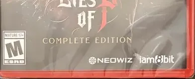Lies of P, the ESRB box on its front