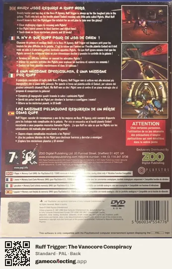 Ruff Trigger: The Vanocore Conspiracy PlayStation 2, PAL box back