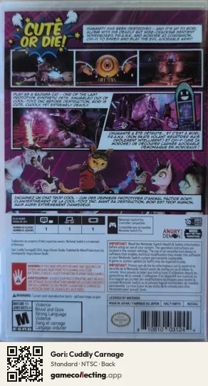 Gori: Cuddly Carnage Nintendo Switch, NTSC box back