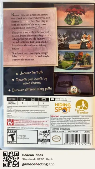 Beacon Pines Nintendo Switch, NTSC box back
