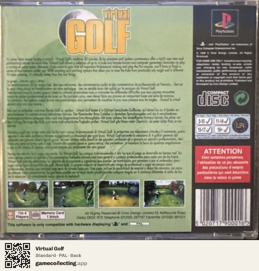 Virtual Golf PlayStation, PAL box back
