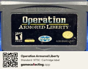 Operation Armored Liberty Game Boy Advance, NTSC cartridge label