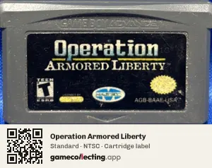 Operation Armored Liberty Game Boy Advance, NTSC cartridge label