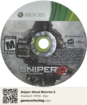 Sniper: Ghost Warrior 2 Xbox 360, NTSC disc