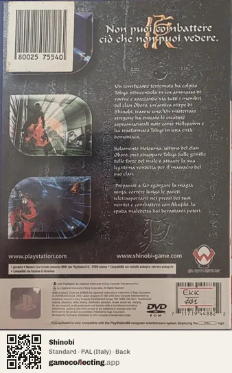 Shinobi PlayStation 2, Italy box back