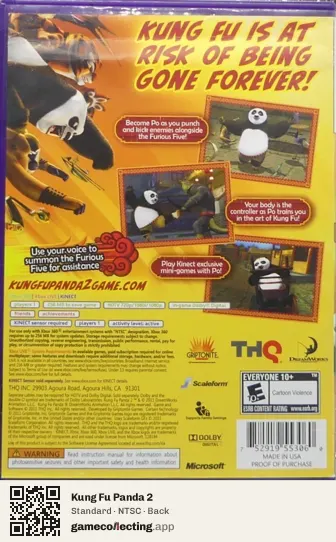 Kung Fu Panda 2 Xbox 360, NTSC box back