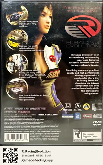R: Racing Evolution PlayStation 2, NTSC box back