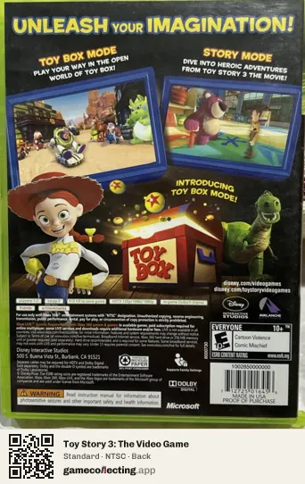 Toy Story 3: The Video Game Xbox 360, NTSC box back