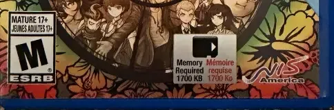 Danganronpa 2: Goodbye Despair, the ESRB box on its front