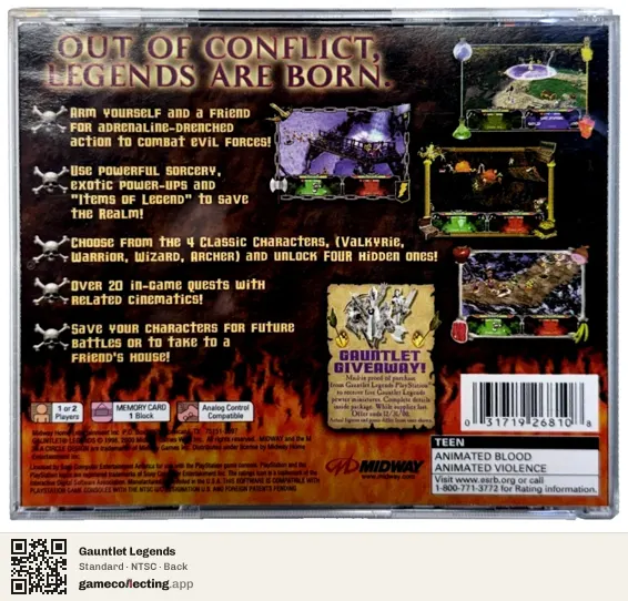 Gauntlet Legends PlayStation, NTSC box back
