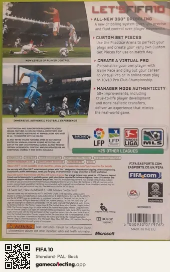FIFA 10 Xbox 360, PAL box back