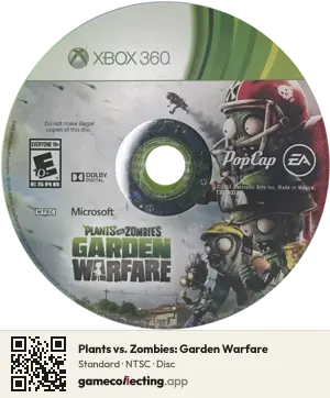 Plants vs. Zombies: Garden Warfare Xbox 360, NTSC disc