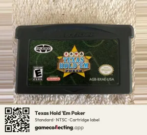 Texas Hold 'Em Poker Game Boy Advance, NTSC cartridge label