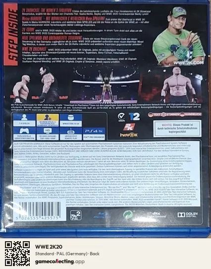 WWE 2K20 PlayStation 4, Germany box back