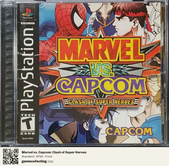 Marvel vs. Capcom: Clash of Super Heroes PlayStation, NTSC box front