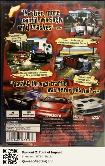 Burnout 2: Point of Impact PlayStation 2, NTSC box back