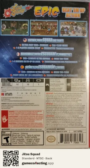 Jitsu Squad Nintendo Switch, NTSC box back