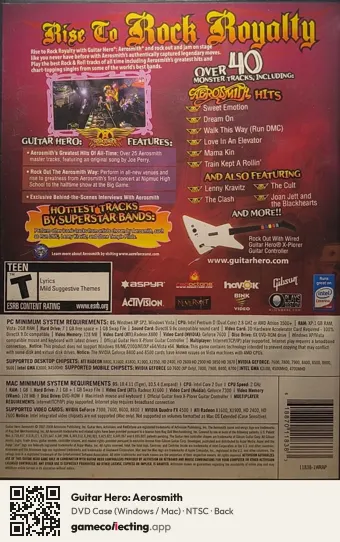 Guitar Hero: Aerosmith Computer, NTSC box back
