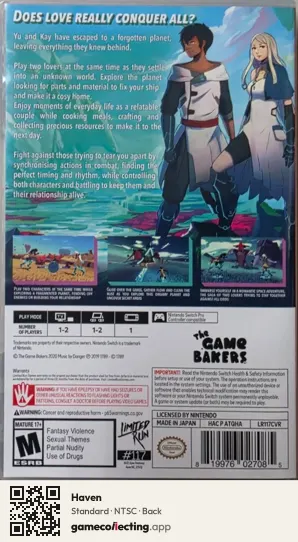 Haven Nintendo Switch, NTSC box back