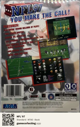 NFL '97 Sega Saturn, NTSC box back