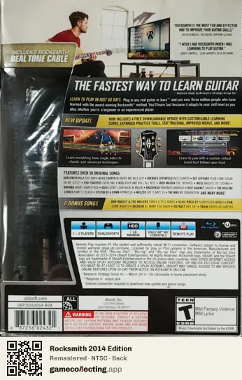 Rocksmith 2014 Edition PlayStation 4, NTSC box back