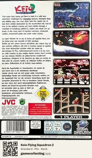 Keio Flying Squadron 2 Sega Saturn, PAL box back