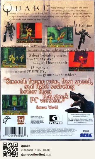 Quake Sega Saturn, NTSC box back