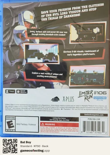 Bat Boy PlayStation 5, NTSC box back