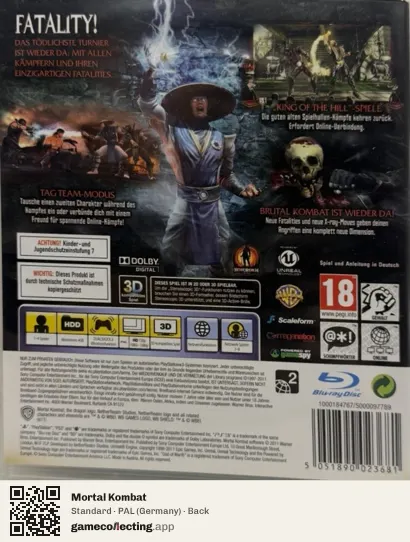 Mortal Kombat PlayStation 3, Germany box back