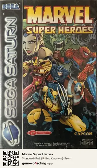 Marvel Super Heroes Sega Saturn, United Kingdom box front