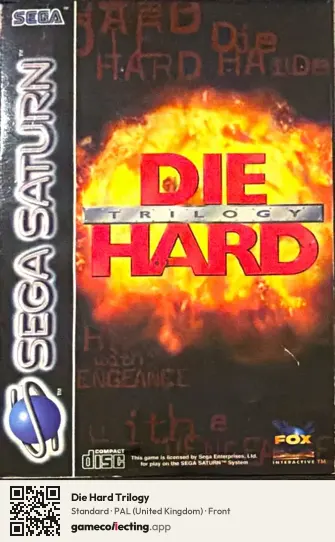 Die Hard Trilogy Sega Saturn, United Kingdom box front