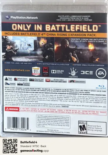 Battlefield 4 PlayStation 3, NTSC box back
