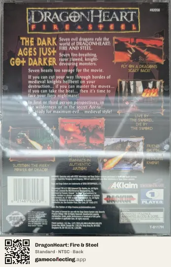 DragonHeart: Fire & Steel Sega Saturn, NTSC box back